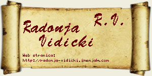 Radonja Vidicki vizit kartica